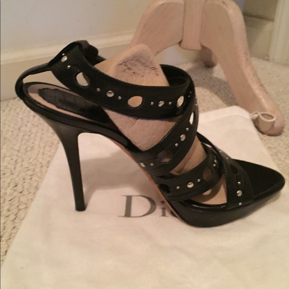 Dior sandals size 38 black studded slingback - Picture 5 of 13